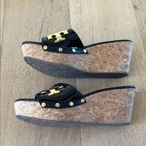 Tory Burch Black Wedge Sandals